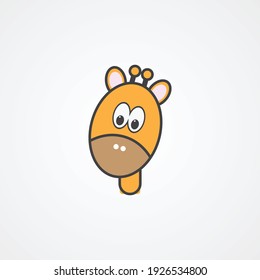 Vector illustration of the sticker with comic head of a giraffe