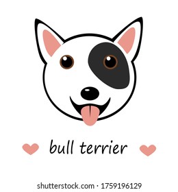 vector illustration sticker cute face chibi anime puppy character dog bull terrier