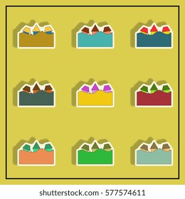 Vector illustration in sticker design of a buildings that has been flooded collection