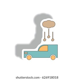 Vector illustration in sticker design hail falling on car
