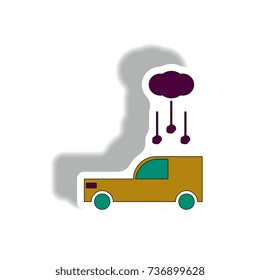 Vector illustration in sticker design hail falling on car