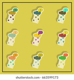 Vector illustration in sticker design of rain with volcanic elements and exclamation mark collection
