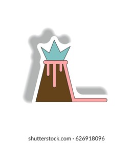 Vector illustration in sticker design of volcano eruption and magma