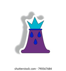 Vector illustration in sticker design of volcano explosion and hot lava