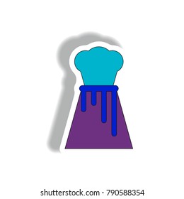 Vector illustration in sticker design of volcano explosion with magma