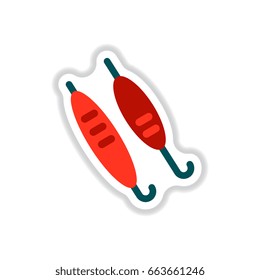 Vector illustration sticker of Doner Kebab on pole, grilling with fat