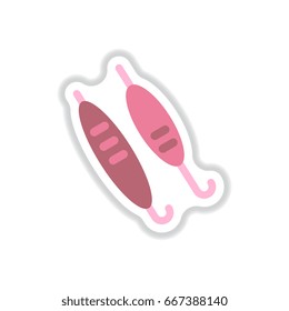 Vector illustration sticker of Doner Kebab on pole, grilling with fat