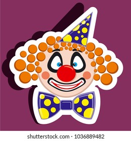 Vector illustration sticker face clown