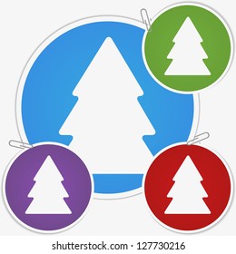 Vector illustration sticker - fir tree