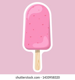 
Vector illustration of a sticker in the form of popsicle or ice cream. Cute ice cream in a cartoon style. Ice cream label or popsicle logo. Vector graphics.