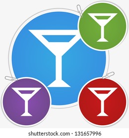 Vector illustration sticker - glass with drink