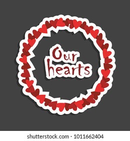 vector illustration with sticker of hearts 