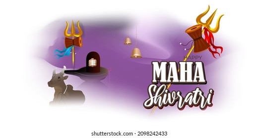 Vector illustration of sticker for Hindu festival Maha Shivratri.
