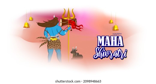 Vector illustration of sticker for Hindu festival Maha Shivratri  with text Om Namah Shivaya meaning adoration to Shiva