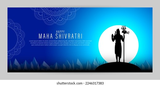 Vector illustration of sticker for Hindu festival Maha Shivratri written Hindi text means lord shiva