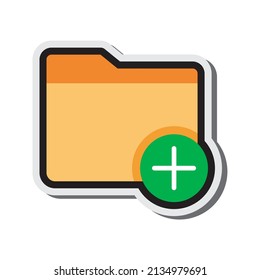 vector illustration of sticker icon for user add Folder
