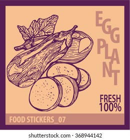 Vector illustration sticker label EGGPLANE VINTAGE STYLE 