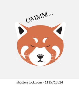vector illustration of a sticker with a meditating face of a little red Panda