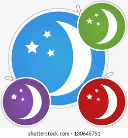 Vector illustration sticker - moon and star