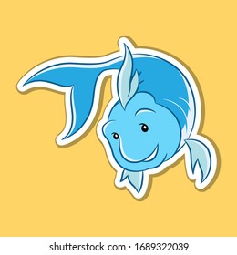 Vector Illustration of Sticker of Pisces Zodiac Sign isolated on a Yellow background