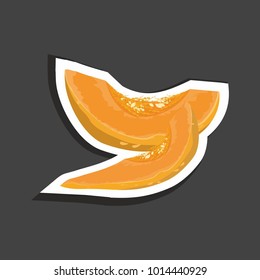 vector illustration with sticker of slices of pumpkin