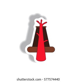 Vector illustration in sticker style of volcano explosion structure