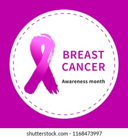 Vector illustration sticker for the supporting october campaign "Breast cancer. Awareness month" with pink and white background