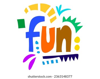 Vector illustration of the sticker text 'fun' ornament abstract.