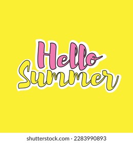 Vektorgrafik Aufkleber mit dem Text Hallo Sommer. Sommerstimmung