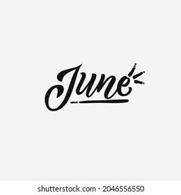 Vector illustration sticker text of june