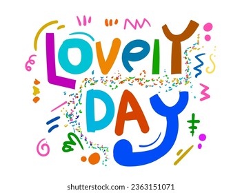 Vector illustration of the sticker text 'lovely' ornament abstract.