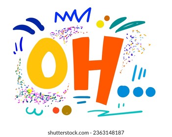 Vector illustration of the sticker text 'oh' ornament abstract.