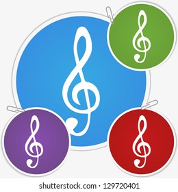 Vector illustration sticker - treble clef