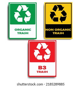 Vector illustration of a sticker used as a symbol for non-organic organic waste and B3