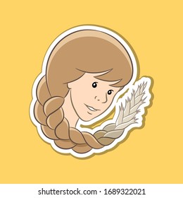 Vector Illustration of Sticker of Virgo Zodiac Sign isolated on a Yellow background