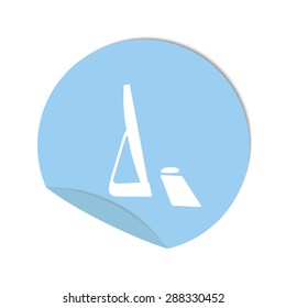 Vector illustration of stickers with a computer. Isolated.
