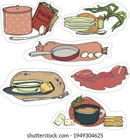 vector illustration stickers for the cookbook 