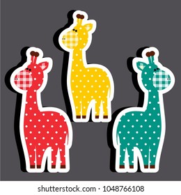 Vector illustration of a stickers cute textile giraffe
