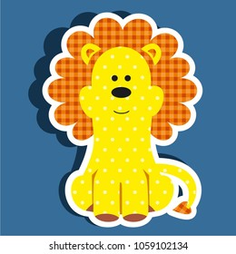 Vector illustration stickers of a cute textile lion