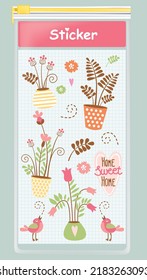 Vector illustration with stickers flower cute set