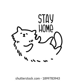 Vector illustration for stickers, logo. Stay Home, work in home. Home quarantine, pandemic protection.