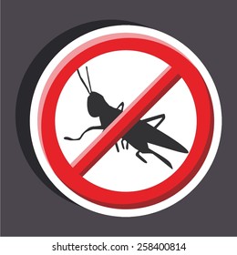 Vector illustration of a stickers set of isolated  no sign - No grasshopper sign