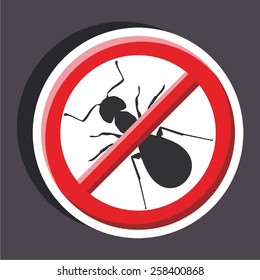 Vector illustration of a stickers set of isolated  no sign - No ant sign