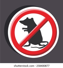 Vector illustration of a stickers set of isolated  no sign - No rat sign