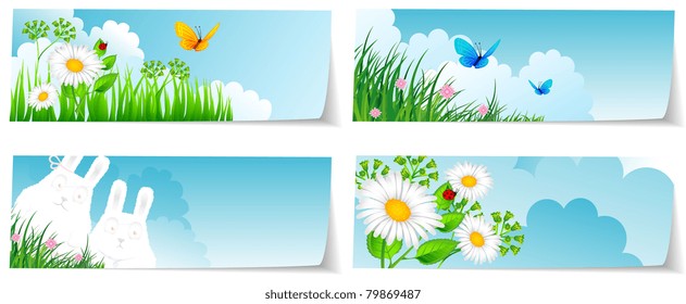 Vector illustration of Stickers set nature