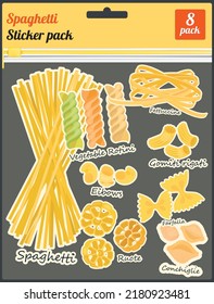 Vector illustration stickers spaghettis pack