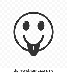 Vector illustration of sticking her tongue out emoticons. icon in dark color for website design .Simple design on transparent background (PNG).