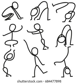 Set Stick Figure Sportsmans Simple Drawing Stock Vector (Royalty Free ...