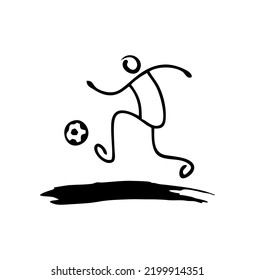 A vector Illustration of Stickman Dribbling Footbal Logo Sign