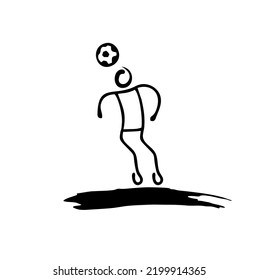 A vector Illustration of Stickman Heading Ball Logo Sign